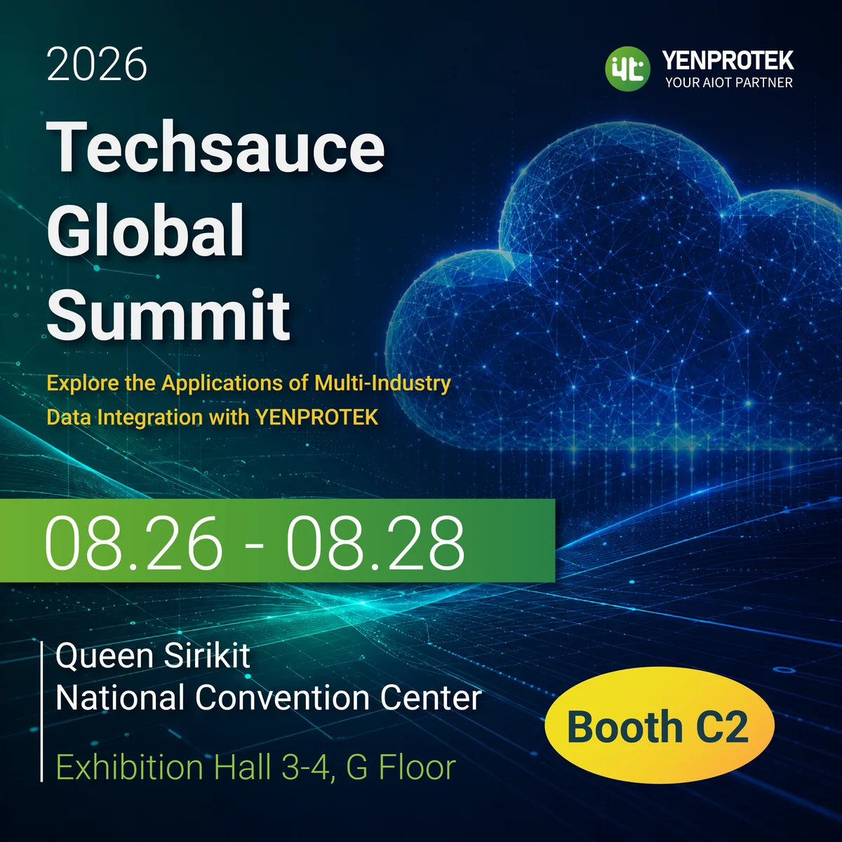 延電智能前進泰國 Techsauce Global Summit 2026，展位 C2