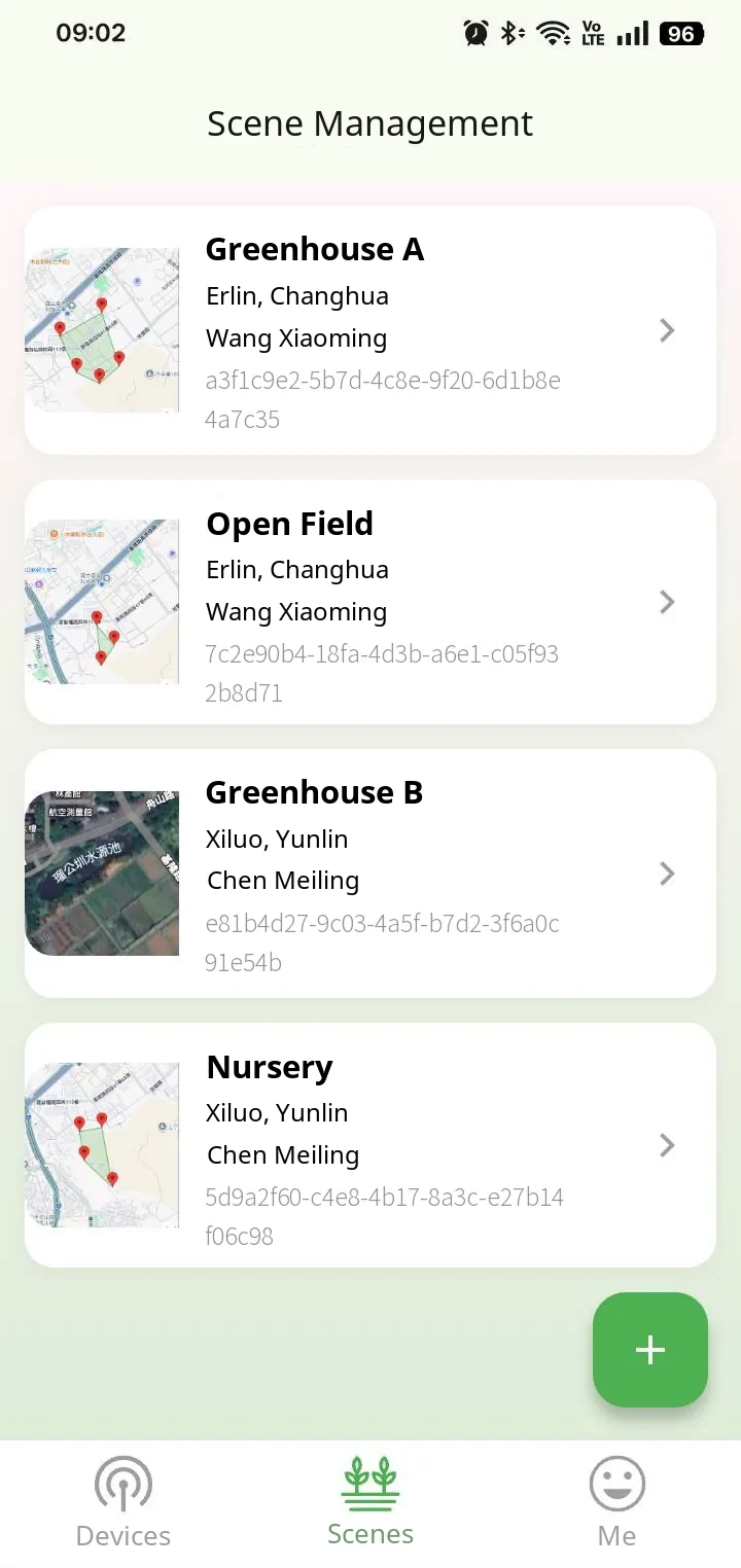 FarmerPack App site management: greenhouses, open fields, nurseries and other sites at a glance