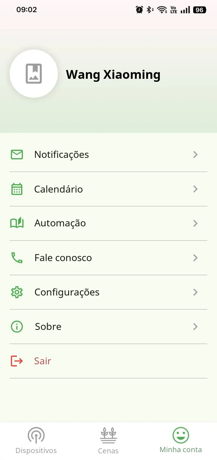 Menu do App da YenProtek: central de notificações, calendário e configuração de automações