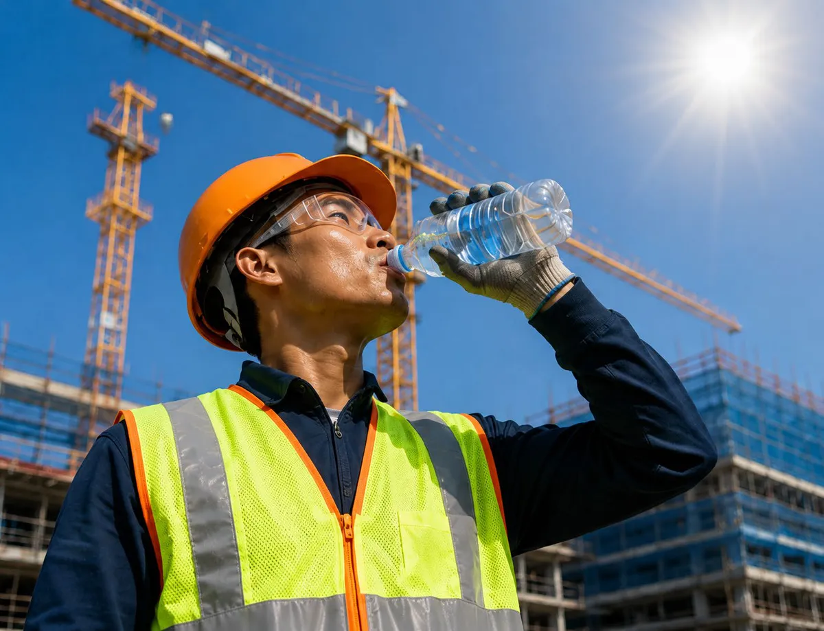 高氣溫下的營建工地戶外工作者補充水分