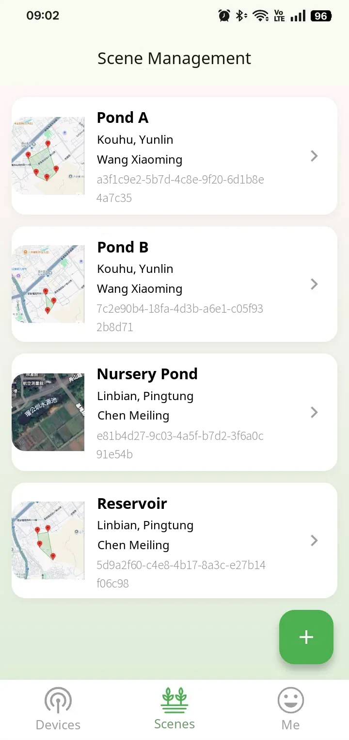 YenProtek App site management: multiple sites at a glance (sample data)