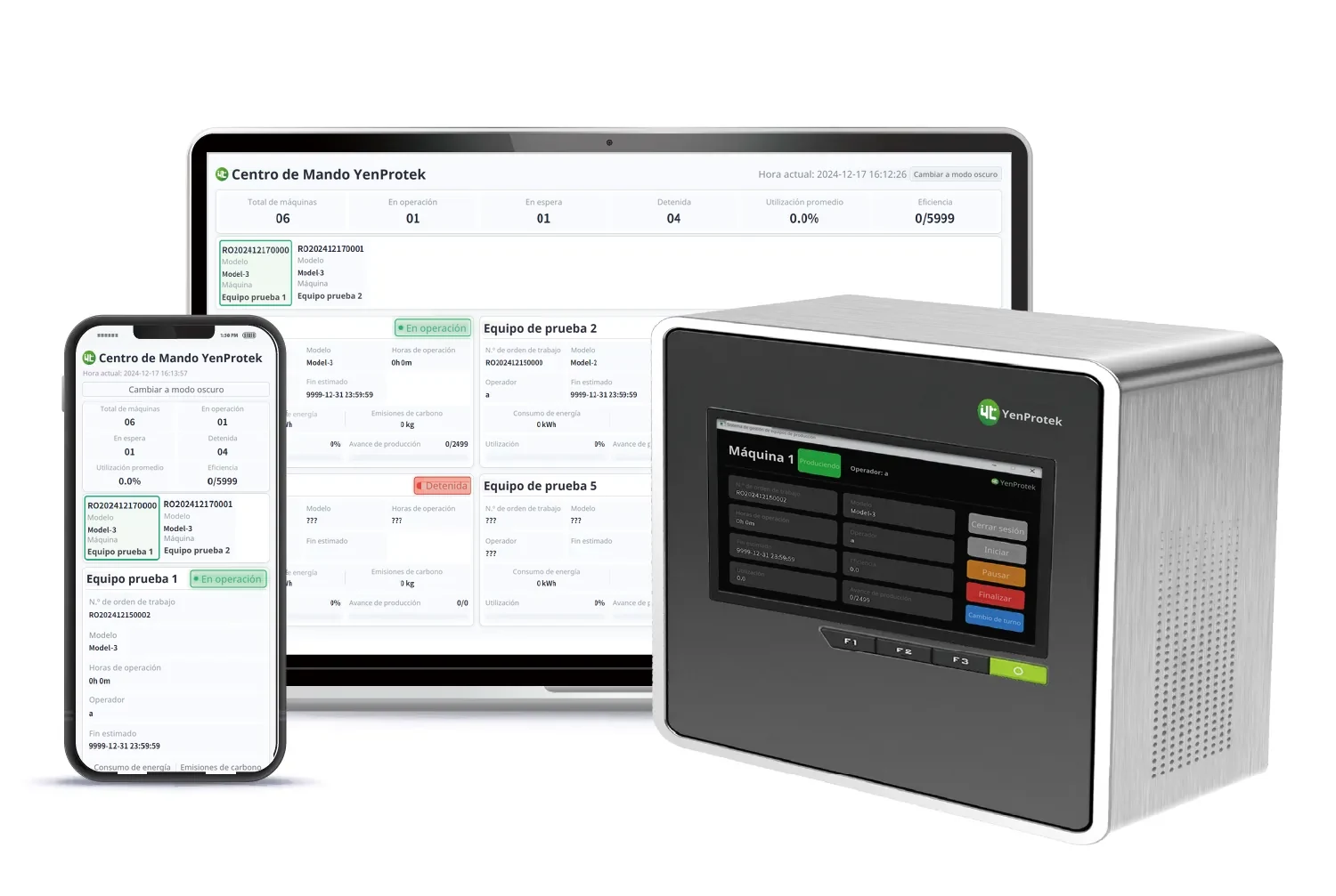 Interfaz RWD del sistema de monitoreo de la utilización de máquinas de YenProtek